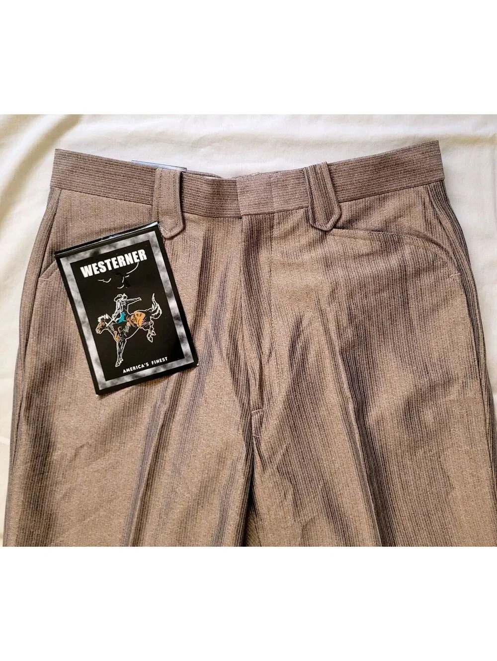 Westerner Men's 34x30 Mauve Taupe Textured Western Style Dress Pants NEW Vintage